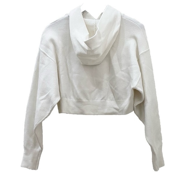 ZARA Ivory White Knit Cropped Hoodie Sweater Size S - Picture 3 of 8